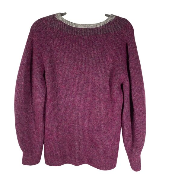 Rag & Bone Jonie Womens V-Neck Sweater XS Magenta fuzzy soft oversized varsity - Picture 3 of 9